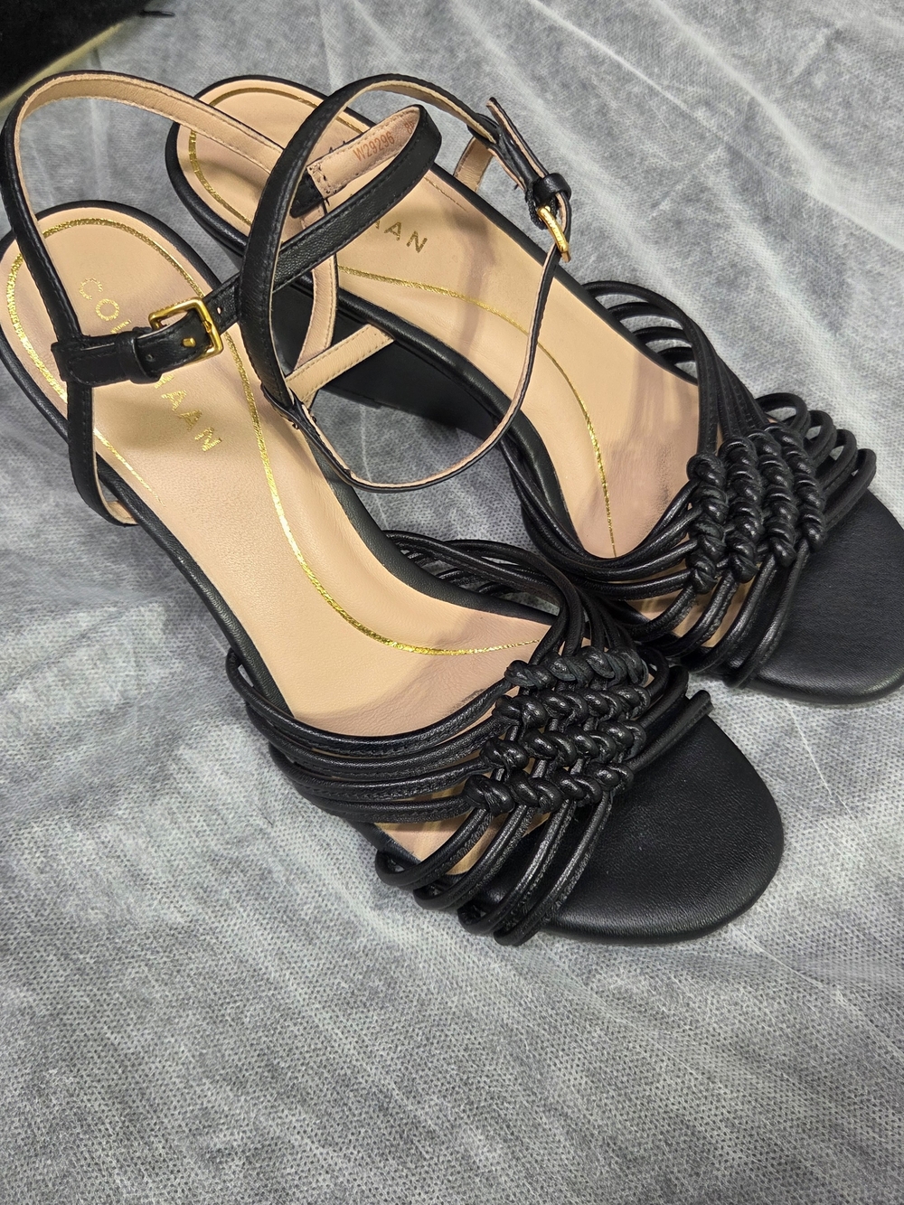 COLE HAAN Black Knotted Strap Sandals